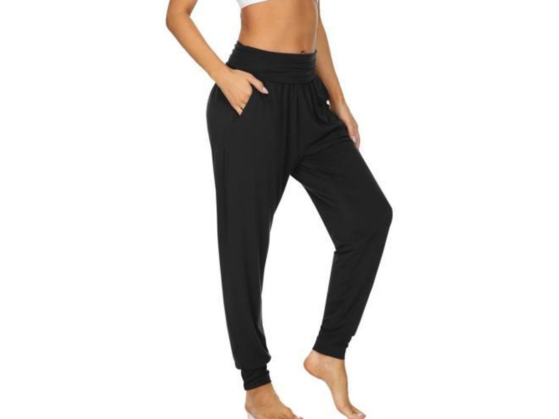 2026 pantalones de Yoga para Mujer Sueltos Con Bolsillos para Ejercicio Y Pijama XXL Negro