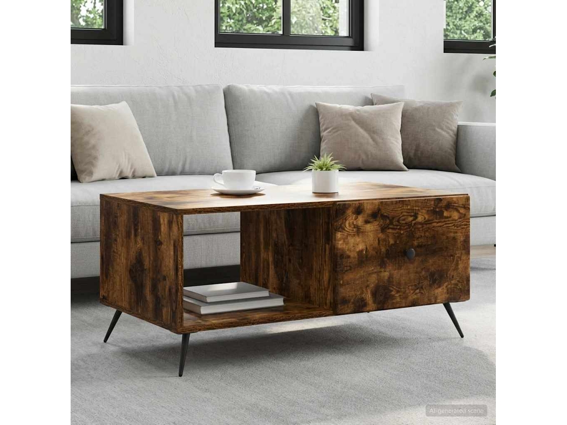 Vidaxl Mesa De Centro Carvalho Fumado 90 X 50 X 40 Cm
