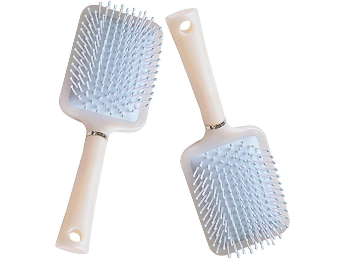 Escovas Desembaraçadoras Com Almofada Macia, Azuis, Conjunto De 2, De Plástico, Com Cabo Ergonômico E Efeito De Massagem