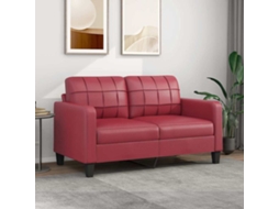 Vidaxl Sofá De 2 Lugares 140 Cm Couro Artificial Vermelho Tinto