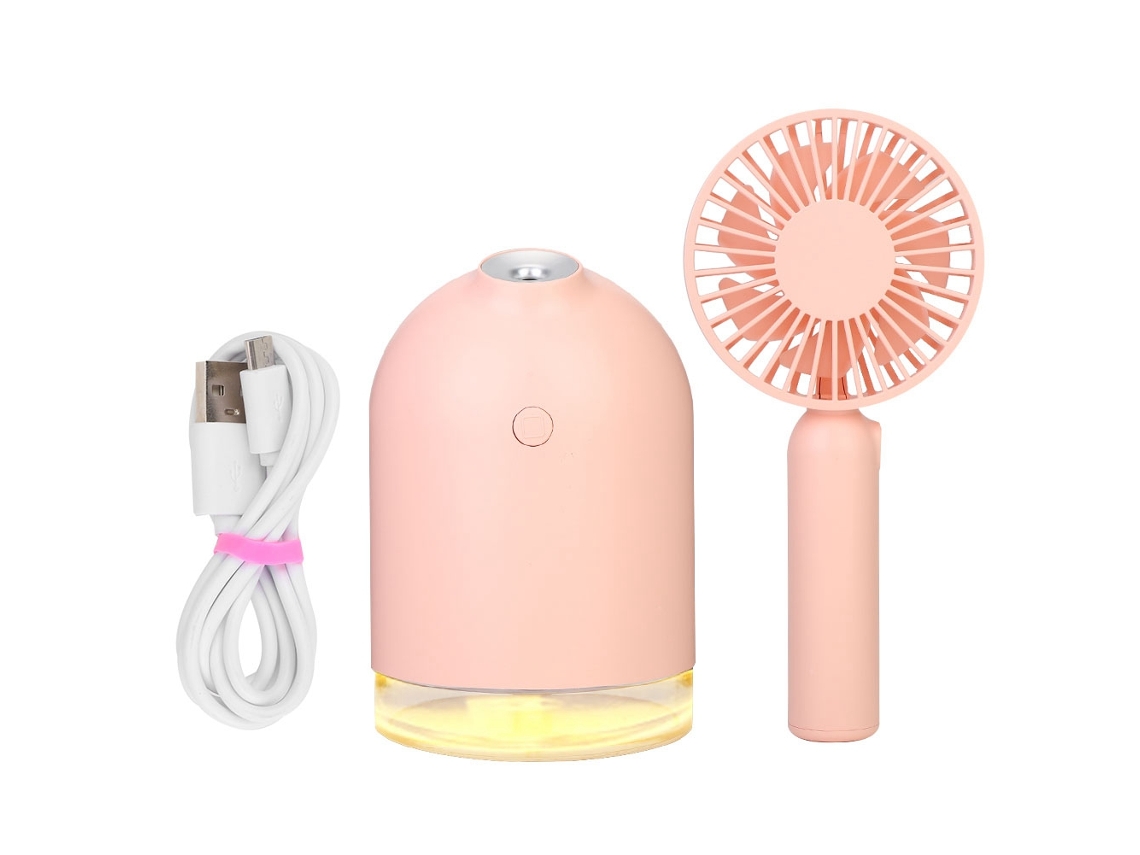 Portable Usb Mini Humidifier With Fan Night Light Pink