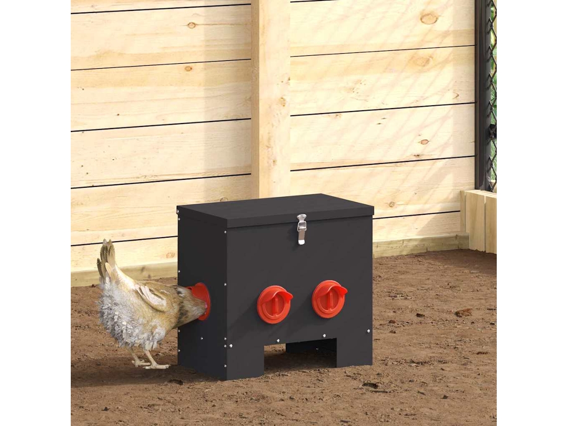 Vidaxl Comedouro Para Galinha Preto 40,5 X 25 X 38 Cm