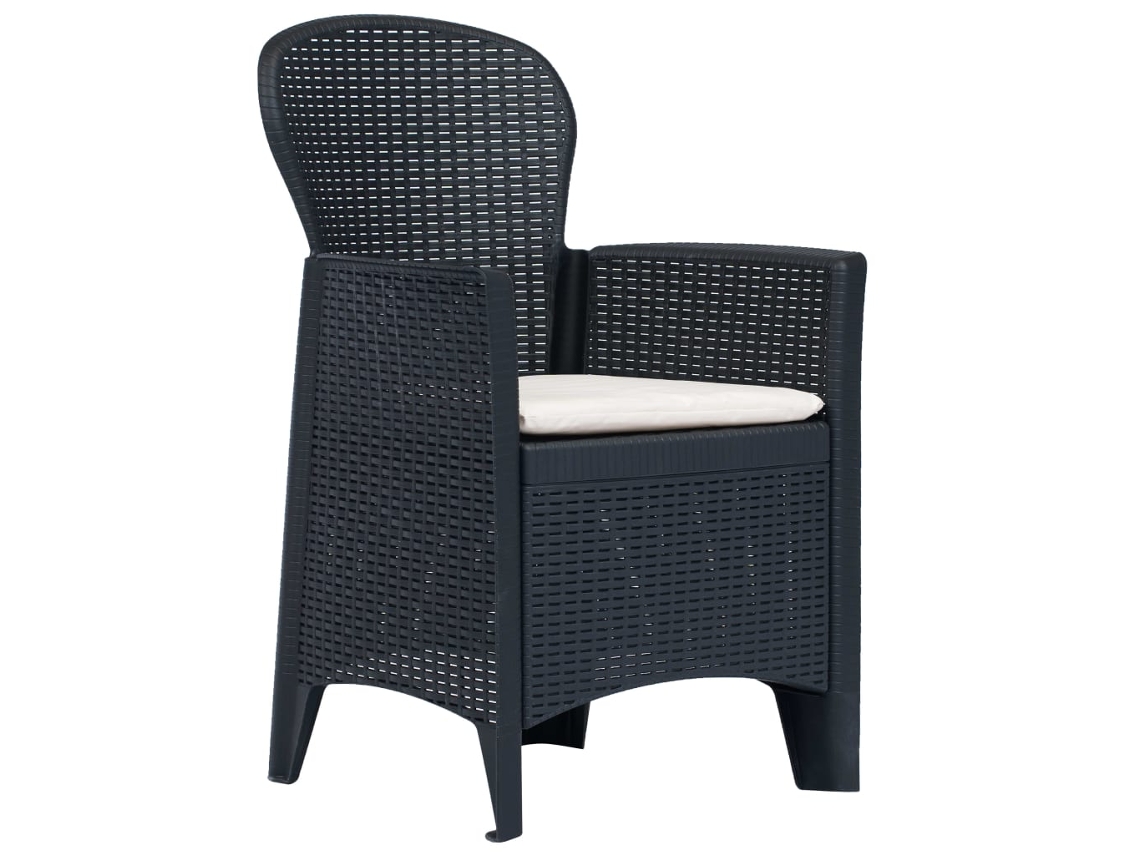 Conjunto Bistrô 3 Pcs MAISON EXCLUSIVE Plástico Antracite com Aspeto de Vime