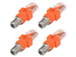 Pacote Com 4 Adaptadores Coaxiais Para Ethernet, Conversores Rf F Rj45 Macho Testador De Linha Pzcc-aquaforge