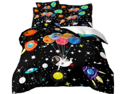 Capa de Edredom Estampa Nave Espacial em Poliéster Fronha 200x200 Cm (LxAxP), 50x75 Cm