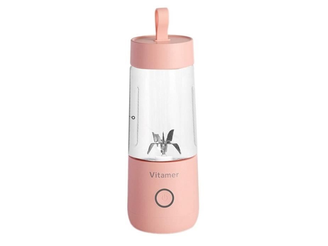 Liquidificador pessoal portátil, mini espremedor elétrico USB de 350ML para suco de frutas e milkshake rosa -THJR718 S/MARCA