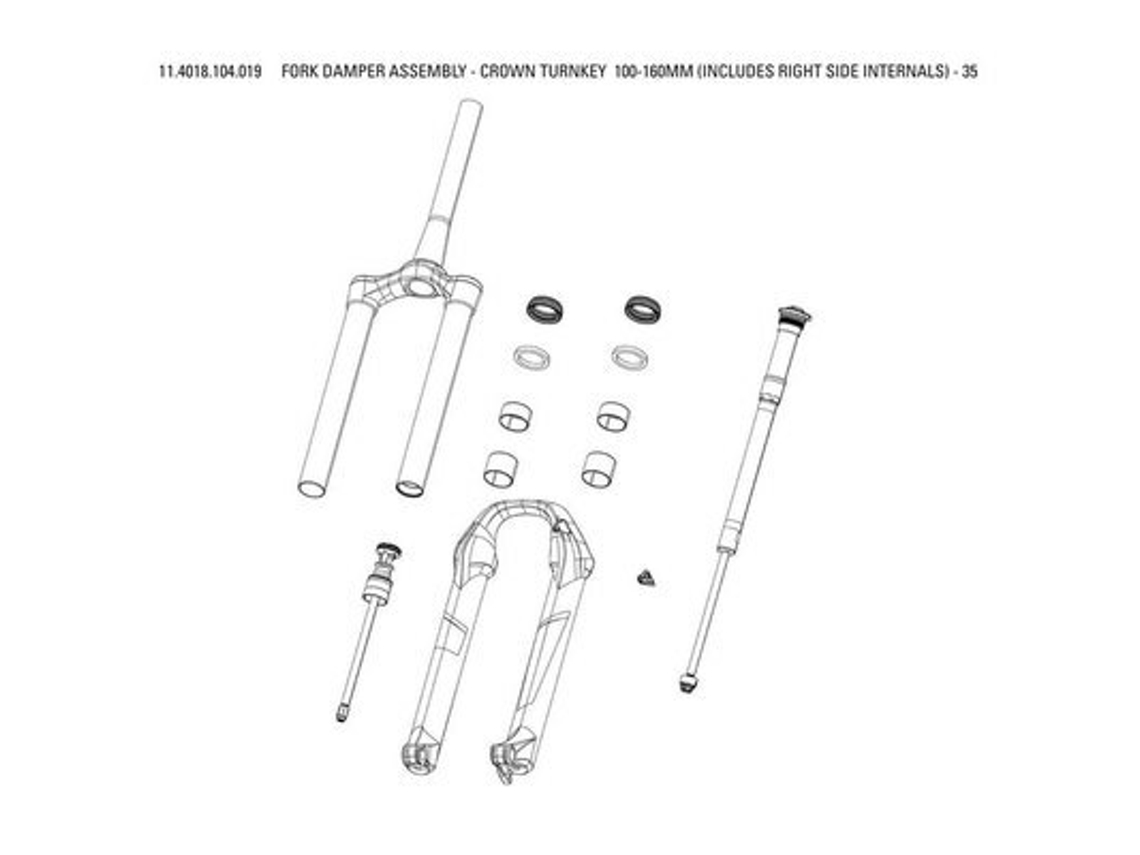 Garfo completo do kit de compressão Rockshox crw Trnk 100-160mm 35 A1 2021]