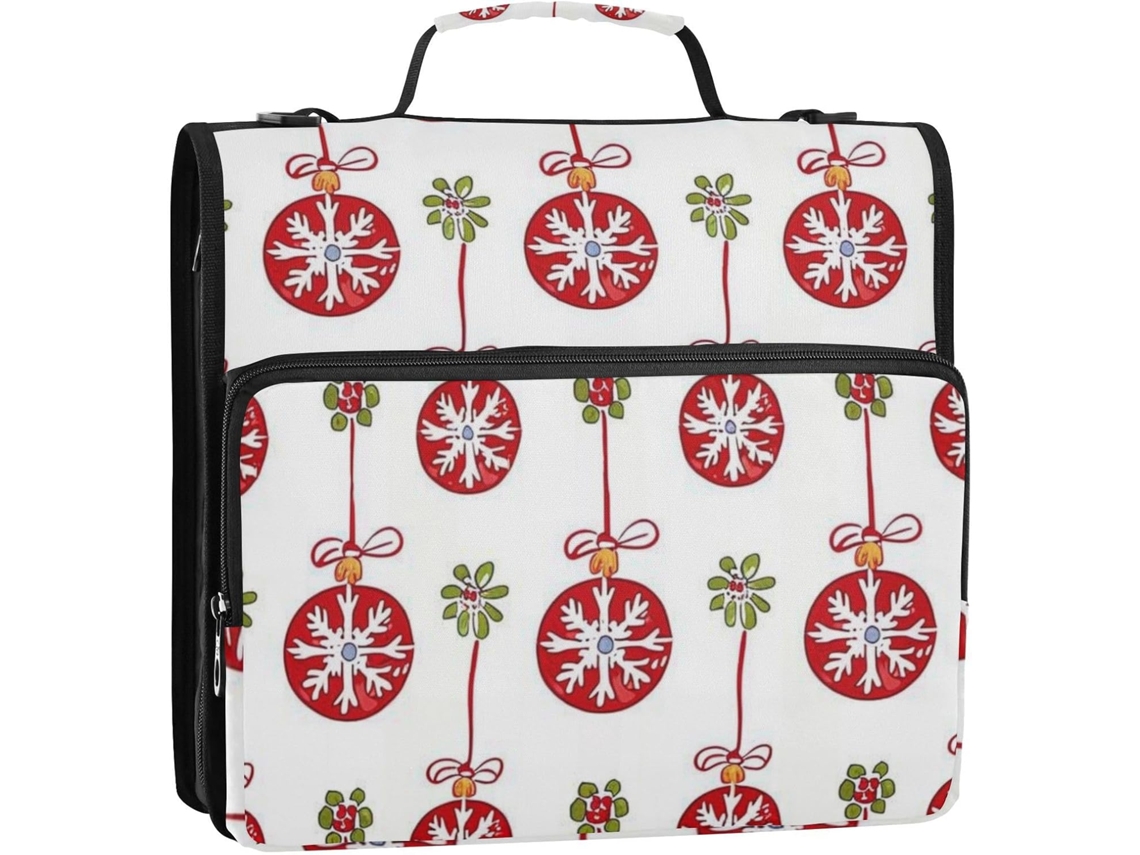 Bola Decorativa de Natal Vermelha, 3,8 Cm, Organizador Fichário 3 Argolas com Alça Ombro Impermeável, Material