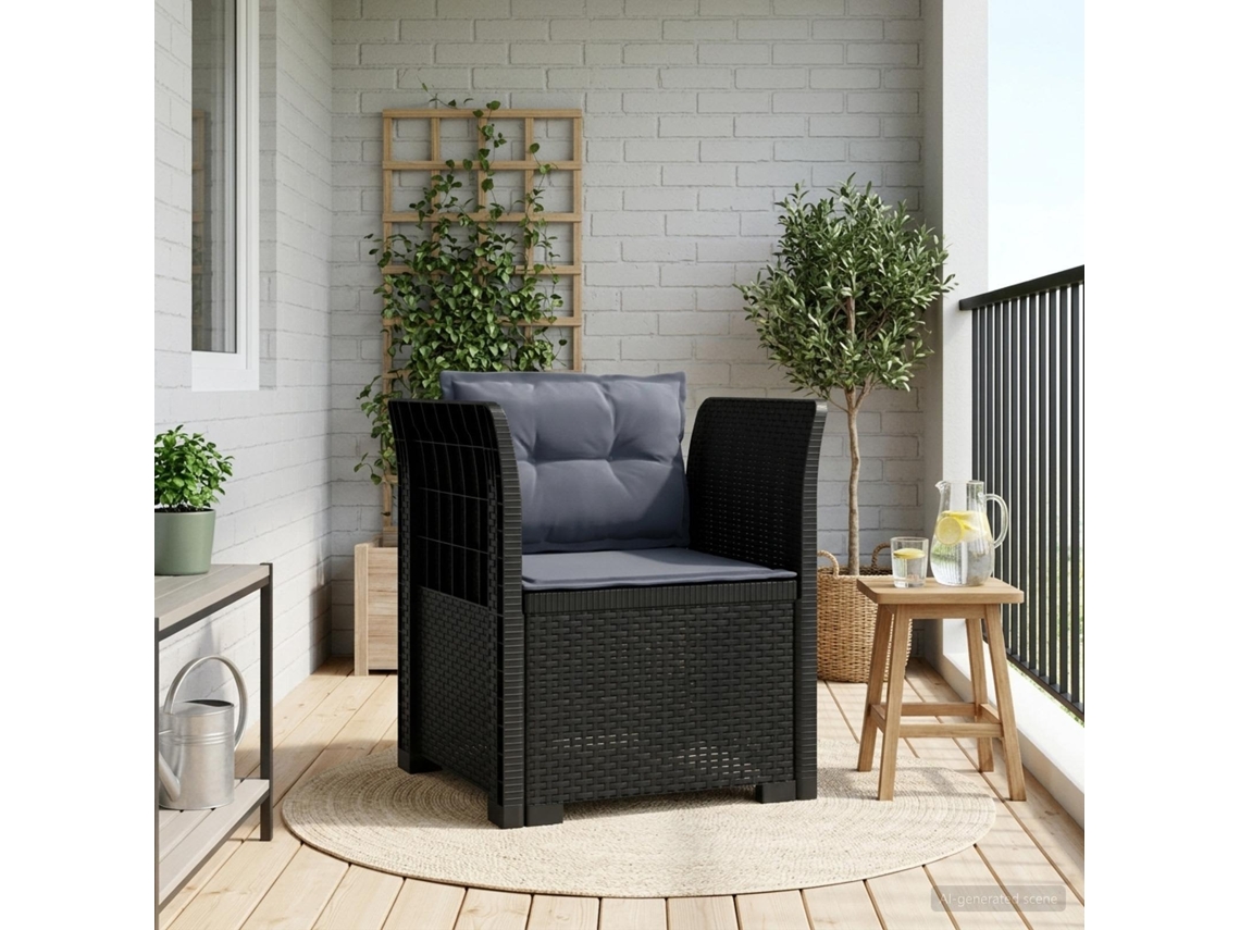 Vidaxl Poltrona 1 Lugar Com Almofadas Look Rattan Pp Antracite