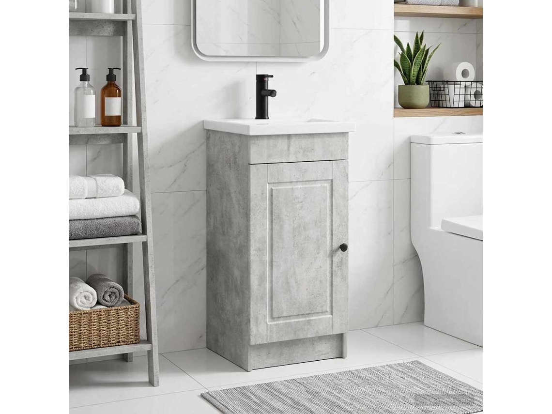 Vidaxl Gabinete De Banheiro Com Pia Cinzento Cimento 42 X 40 X 84,5 Cm