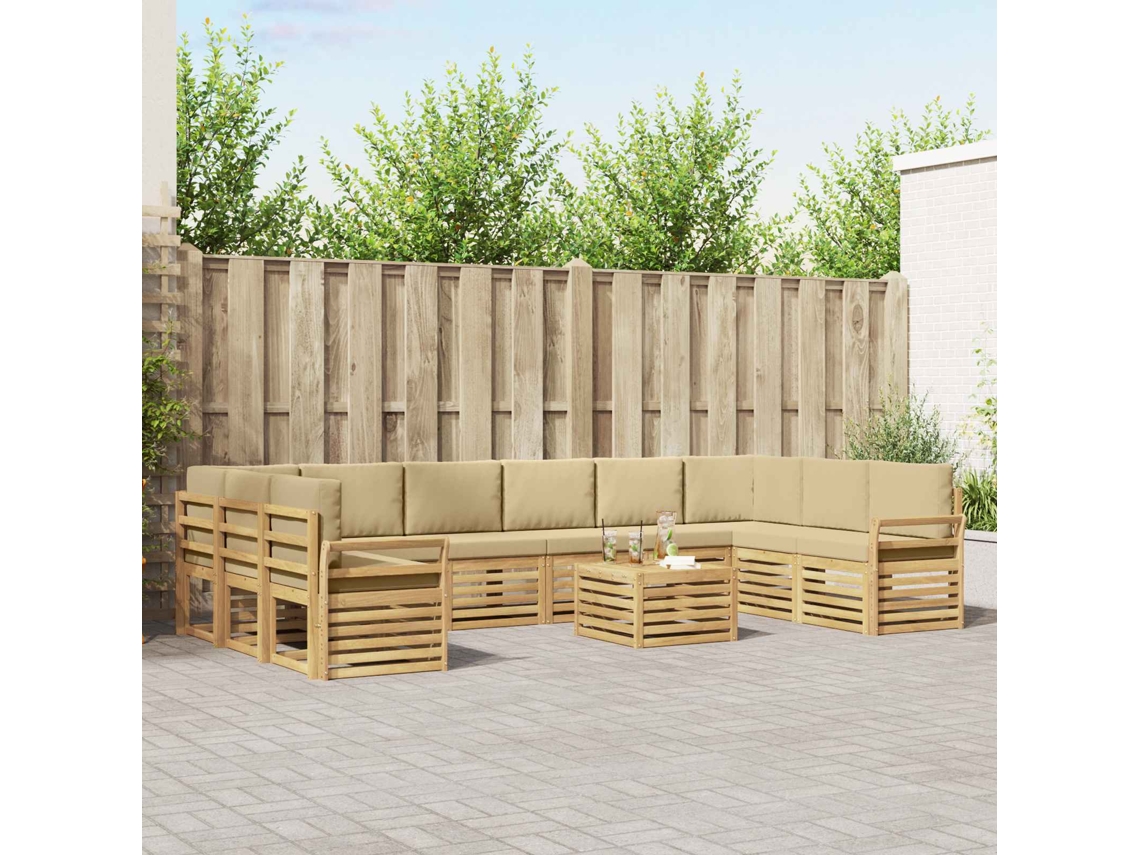 Vidaxl Conjunto De Sofás Para Exterior 11 Pcs Branco E Bege