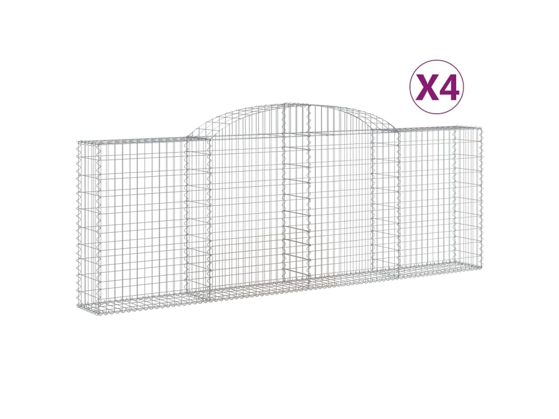 Conjunto 4 Cesto gabião VIDAXL Prateado Ferro (300x30x100/120cm)