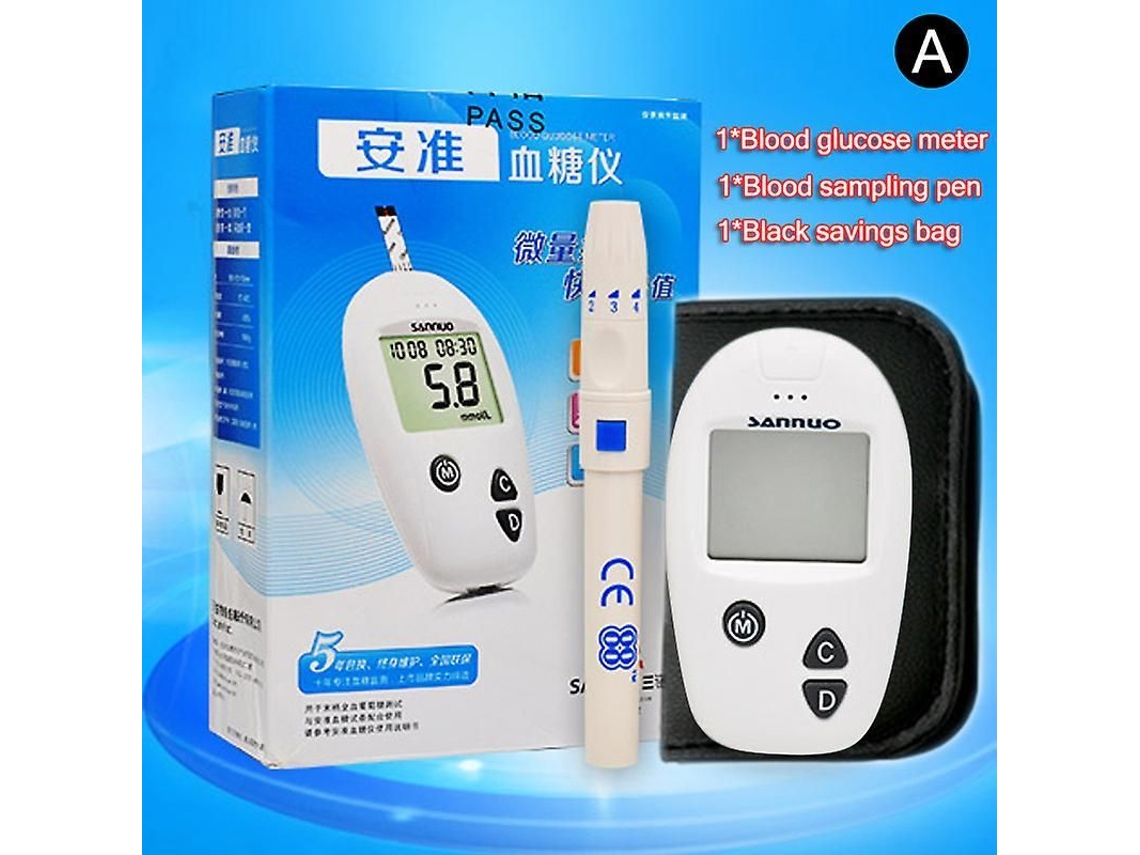 Máquina de Medição de Glicose no Sangue Portátil com Tela Grande e 200 Memórias para Diabéticos | S/MARCA