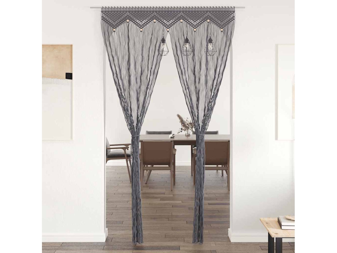 Vidaxl Cortina Macramé 140x240 Cm Algodão Antracite