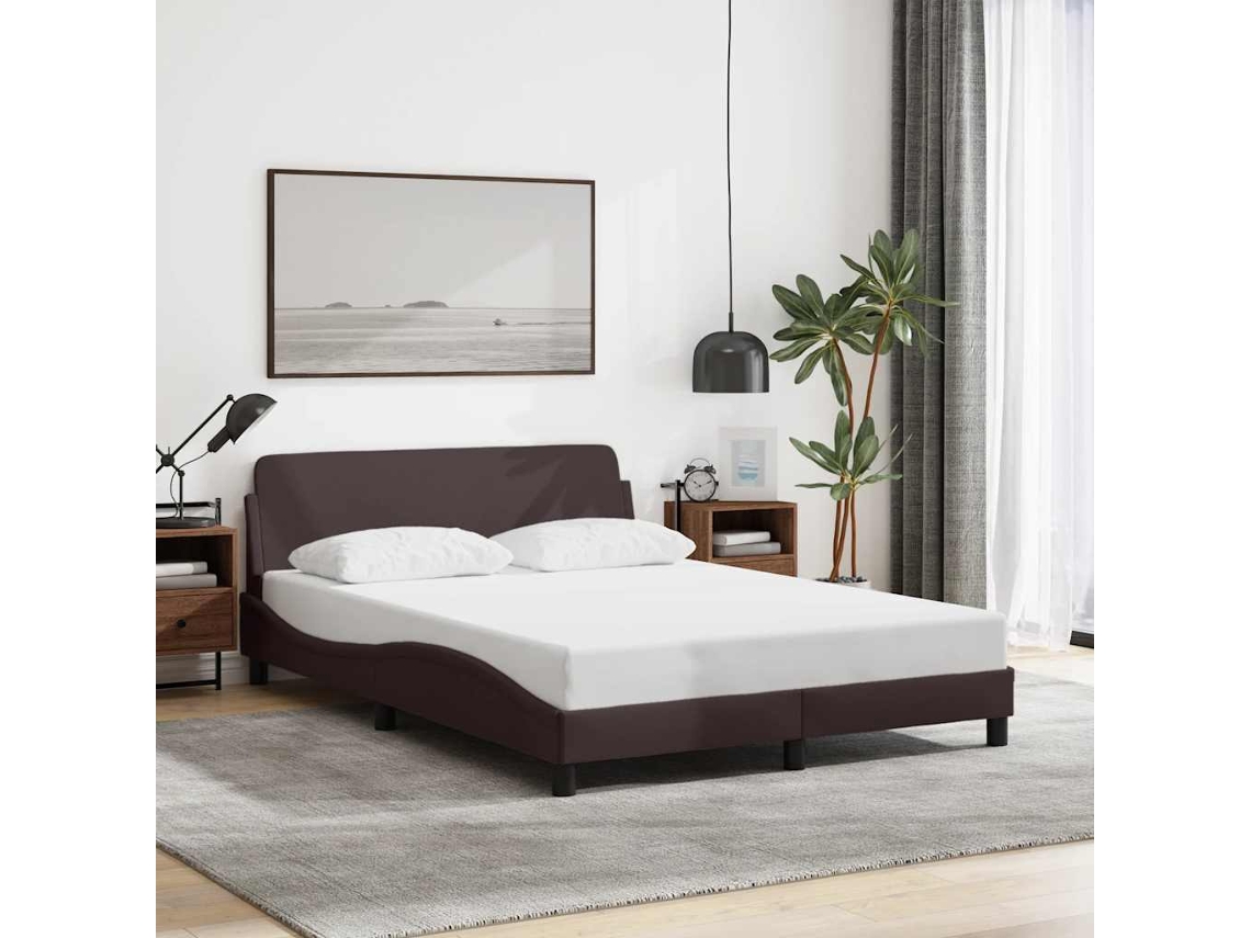 Vidaxl Estrutura De Cama Dover 120x200 Cm Tecido Castanho-escuro