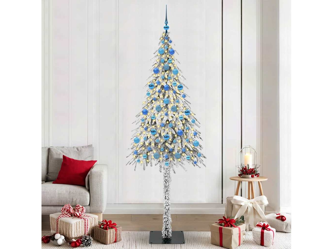 Vidaxl Árvore De Natal Com 300 Leds Com Suporte Branco 210 Cm Pe E Aço