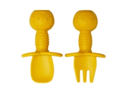 Conjunto de Garfo e Colher de Silicone para Bebés Utensílios para Desmame Guiado Etapa 1 6 Meses NEVEANCE