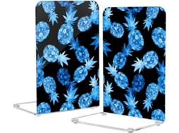 Suporte Para Livros Em Acrílico Com Estampa De Abacaxi Aquarela Azul Vibrante, Ideal Para Escritório E Computador Possui