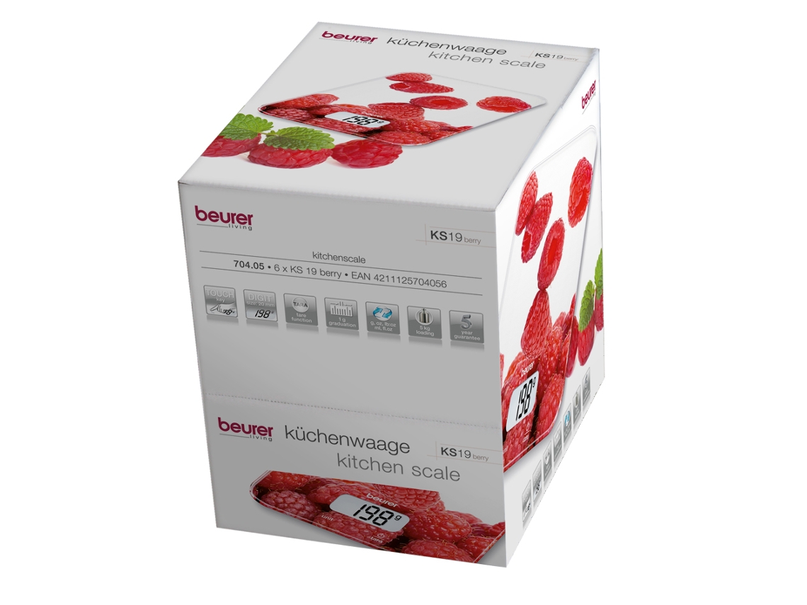 Balança de Cozinha BEURER KS19 Berry (Capacidade: 5 Kg - Precisão: 1 g)