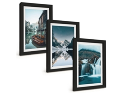Composição De Quadros Paisagens De Montanha, Cachoeira, Lago Espelharte (3 Peças 20x30 Cm)
