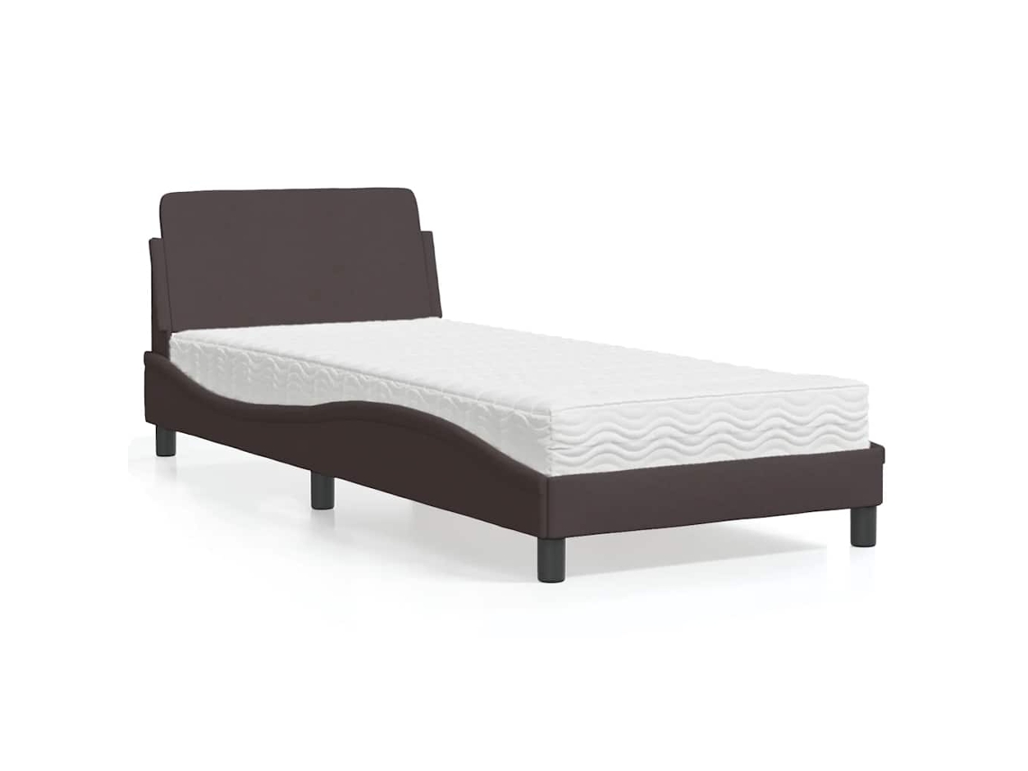 Vidaxl Cama Com Colchão Dover 80x200 Cm Tecido Castanho-escuro