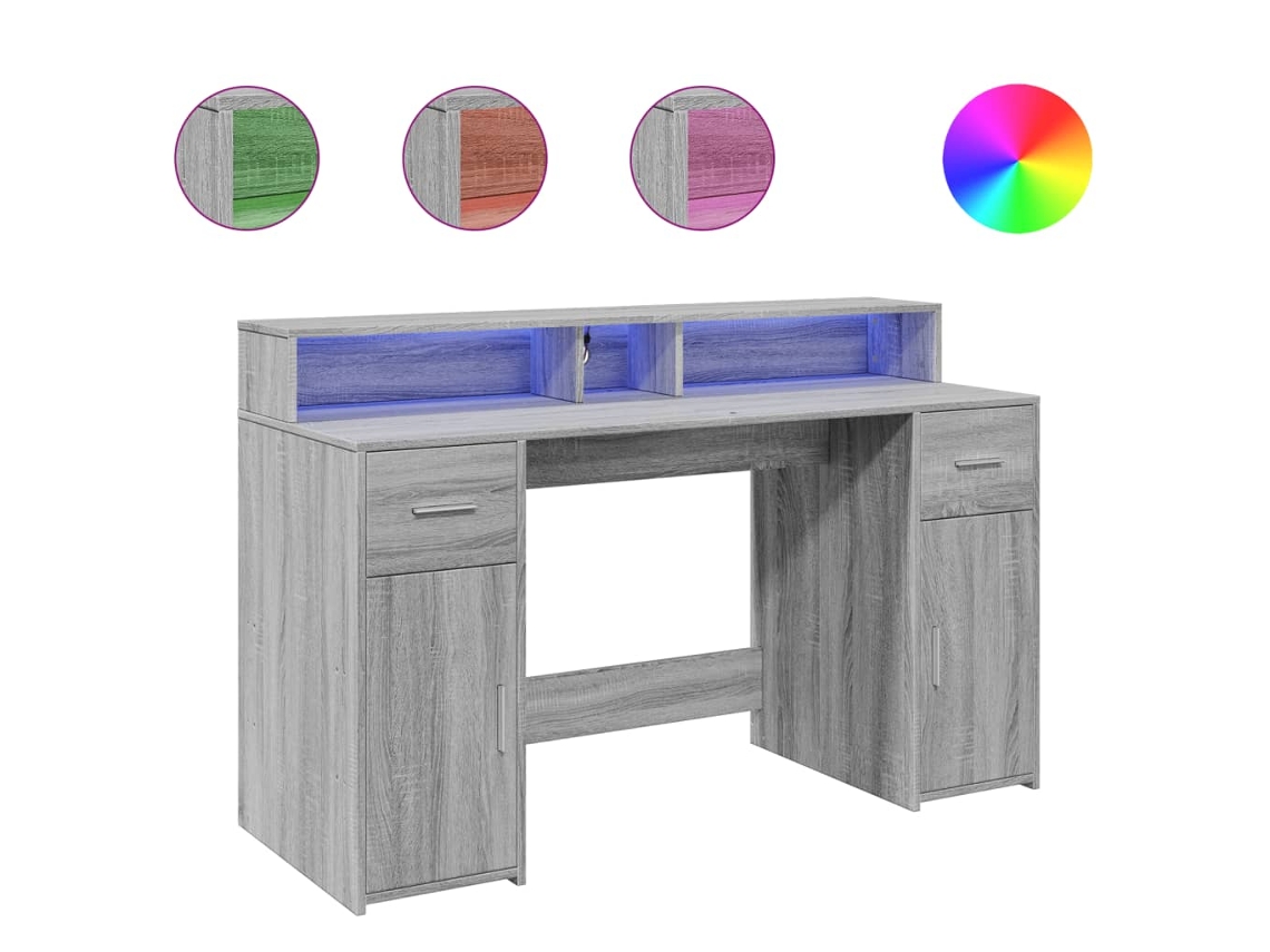 Secretária Luzes Led Derivadas da Madeira Cinzento Sonoma MAISON EXCLUSIVE (140x55x91 cm)
