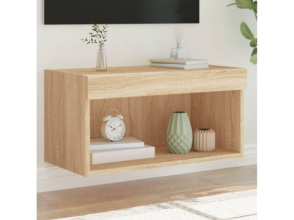Vidaxl Móvel De Tv Com Luzes Led 60x30x30 Cm Carvalho Sonoma