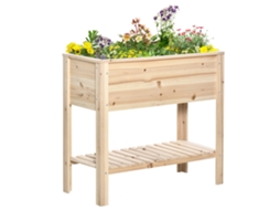 Horta Vertical Elevada com Prateleira Mesa de Cultivo de Madeira com Tecido Não Tecido 90x40x81cm Madeira Ge