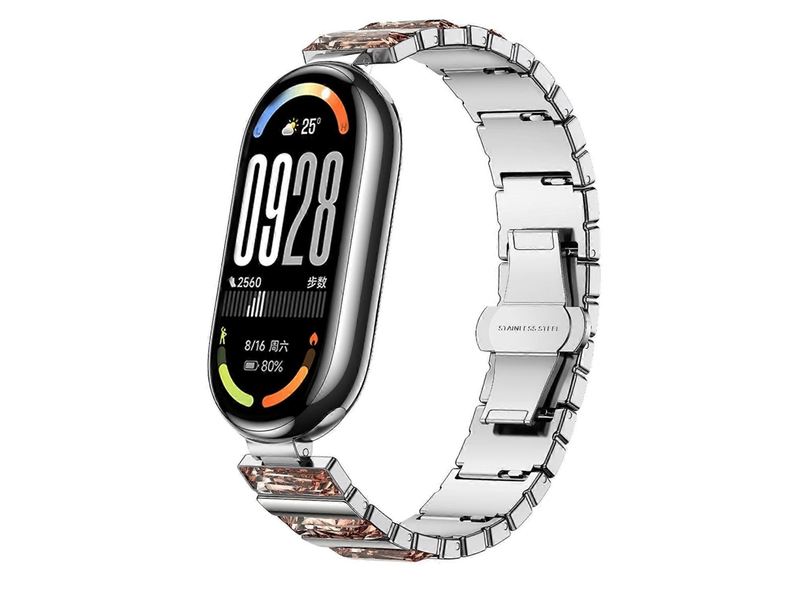 Pulseira De Aço Inoxidável Com Diamantes Para Xiaomi Smart Band 10/9/8