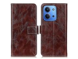 Capa Tipo Carteira De Couro Tkdaddy Para Xiaomi Redmi 15c 5g (ue) (173 Mm) / 15c 4g (ue) (173 Mm) Com Textura Crazy Horse Marrom