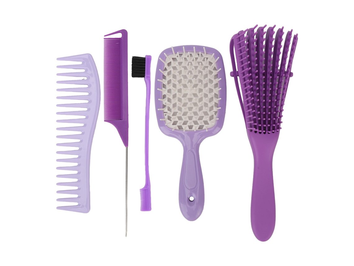 Kit De 5 Pentes De Cabelo Para Homens Resistente Ao Calor Antiestático Com Design Ergonômico Para Todos Os Tipos De Cabelo