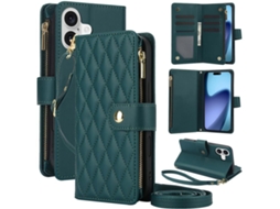 Capa Para Iphone 17 Em Couro Com Zíper Em Formato De Losango E Cordão.