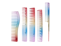 5pcs Pente De Corte De Cabelo Em Alumínio Espacial Com Gradiente Colorido Ferramenta De Estilo Para Salão E Casa