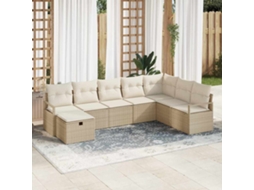 Vidaxl Conjunto De Sofás Com Almofada 5 Pcs Vime Pe