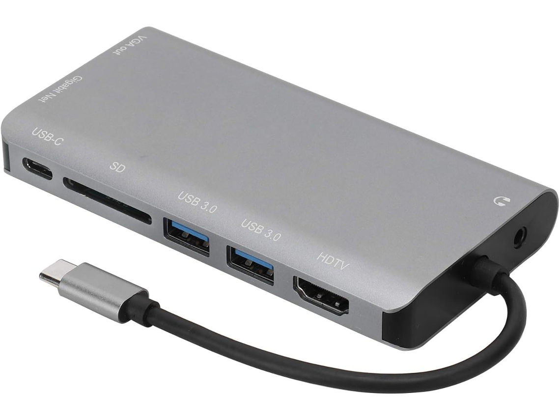 Hub Multifuncional 8 Em 1 Tipo C Com Usb 3.0 Para Trabalho Eficiente