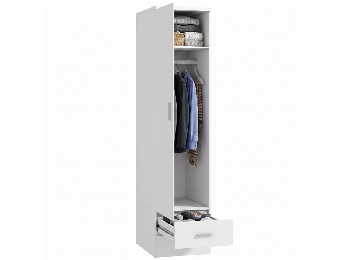 Armário De Quarto Com Porta E Gaveta 40x52x170 Cm Branco