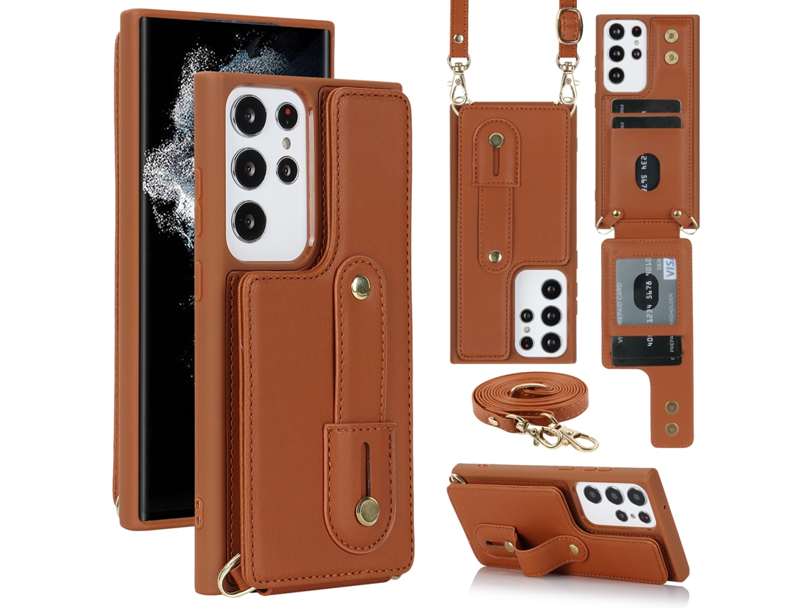Capa De Cartão Multifuncional Qd Para Smartphone Samsung S23u Com Cordão, Capa Tipo Carteira De Luxo Compatível Com Iphone 15 E Iphone 12