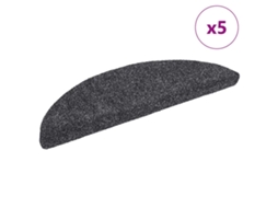 Vidaxl Tapetes De Escada Autoadesivos 5 Peças 56x17x3 Cm Cinza Escuro Semicircular