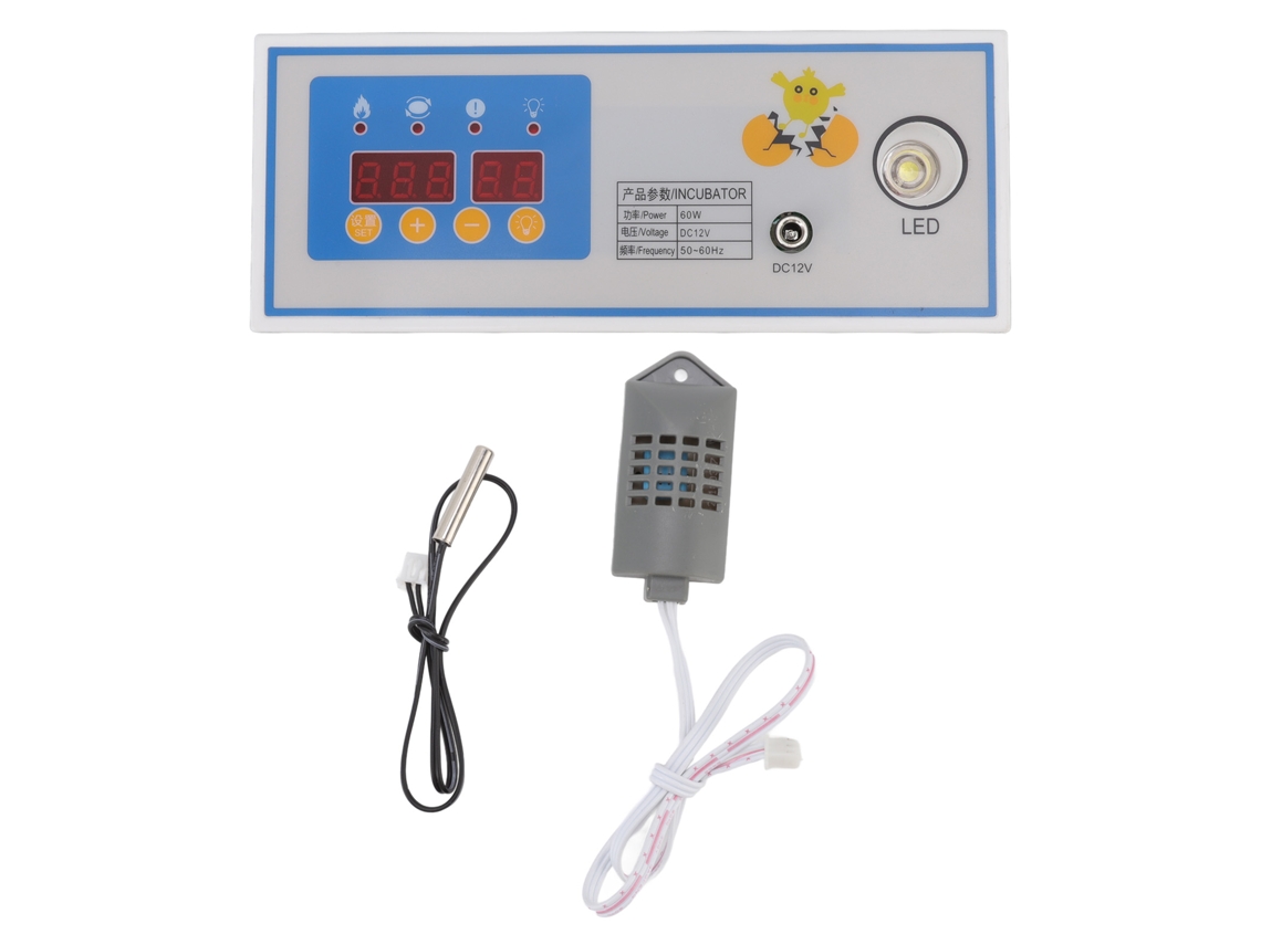 Controlador de Temperatura Primerox automático para incubadora 60w 12v com tela LCD e 4 canais