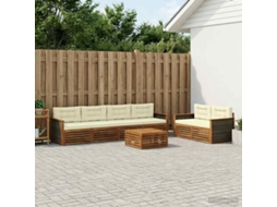 Vidaxl Conjunto De Sofás Para Exterior 7 Unid. Natural E Creme