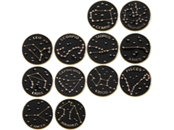 Broche Feminino De Liga Metálica, Alfinete Do Zodíaco Preto, Conjunto De 12 Peças, Esmalte Delicado, Não Irá Danificar.
