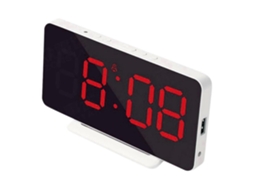 Relógio Alarme Mesa Cabeceira Espelho Led Ajustável