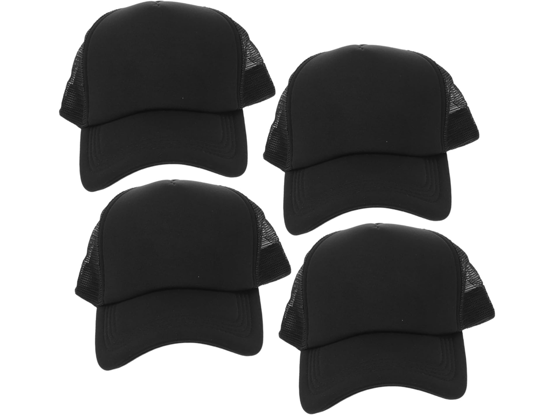 Conjunto De 4 Bonés De Beisebol Ajustáveis, Em Tela De Poliéster Lisa Com Viseira Solar, Leves.