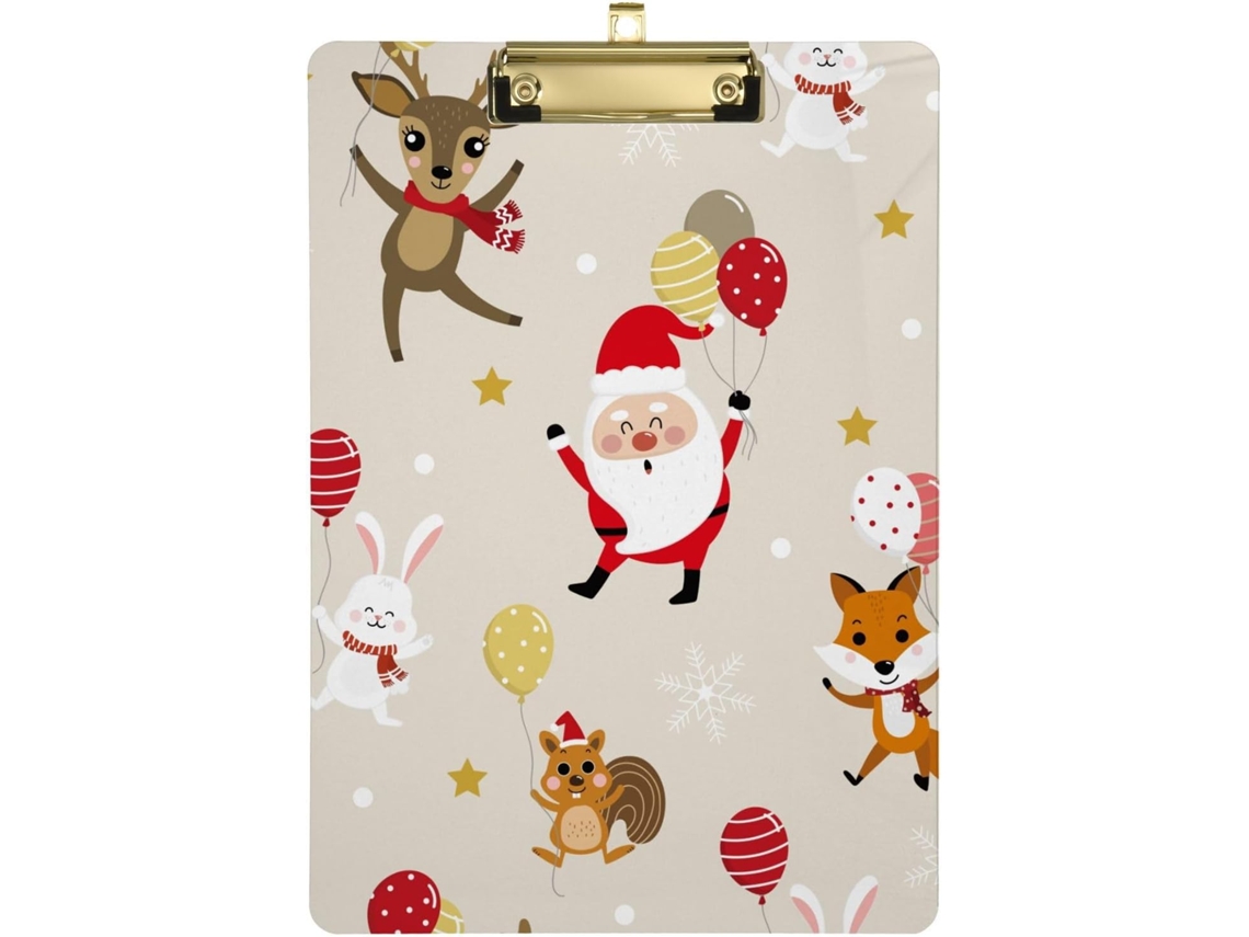 Placar "feliz Natal com Papai Noel e Renas" Prancheta Furo Padrão para Treinadores de Futebol 31,8 X 22,9 0,