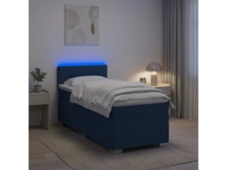 Vidaxl Cama Box Spring Com Colchão E Led Azul 90 X 200 Cm Tecido