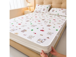 Protetor De Colchão Impermeável Czhhmart Desenhos Animados. 180cmx200cm (com Par De Fronhas) Cereja