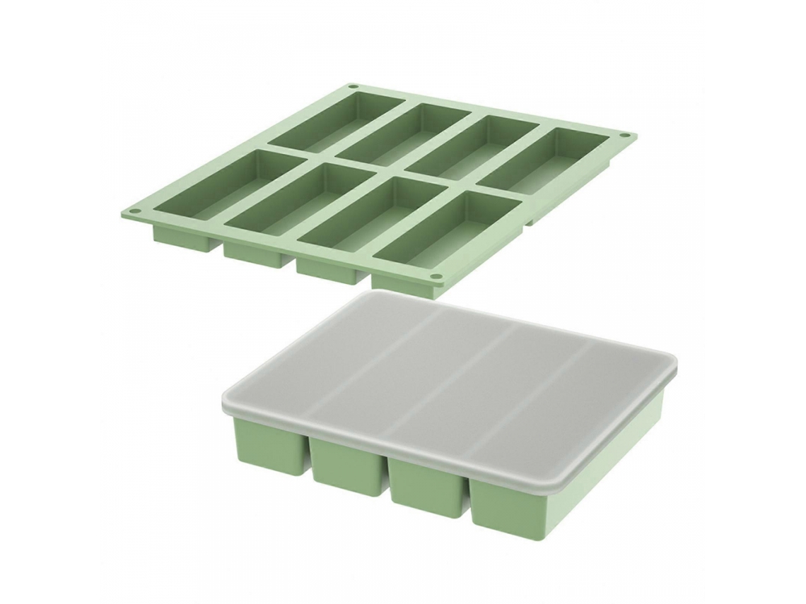 Forma De Gelo Silicone(verde Militar) Retangular Silicone Adequada Para Coquetéis E Bebidas
