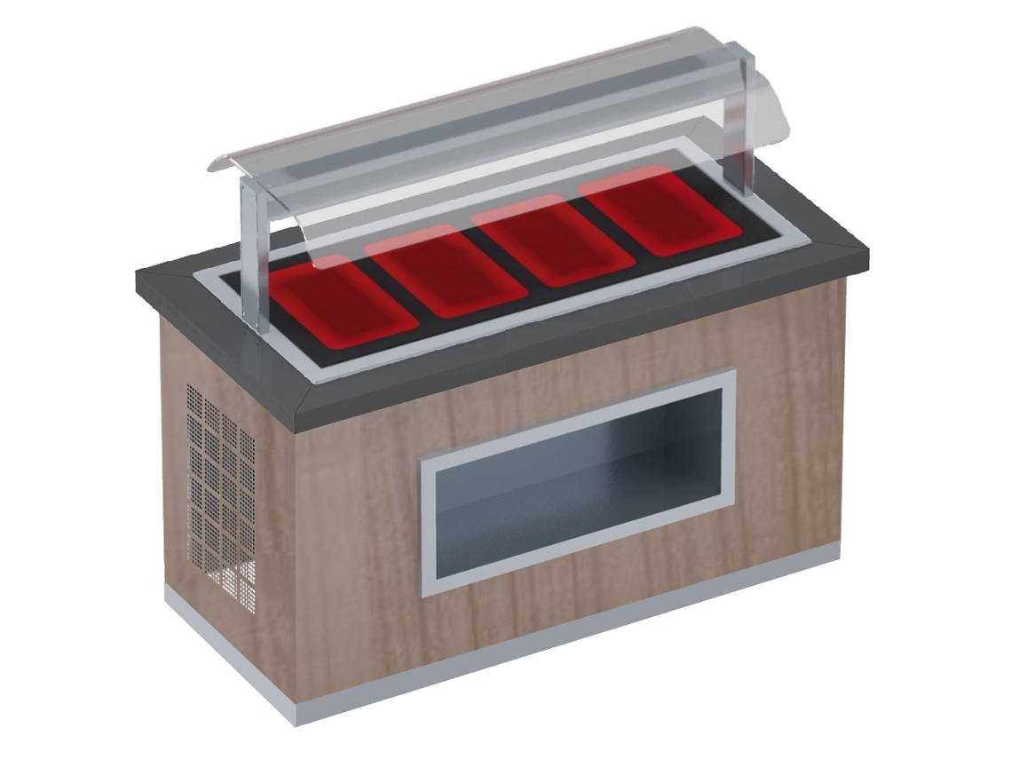Buffet Quente Com Vidrocerâmica E Protetor De Tela 4 Gn 1/1 20 Acabamento Nm 1650x850x1320 Mm 2760 W 230/1v 11048nm1 Eurast