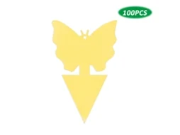 100 unidades de armadilha adesiva dupla face para insetos, moscas, mosquitos e borrachudos, para plantas de interior e exterior.