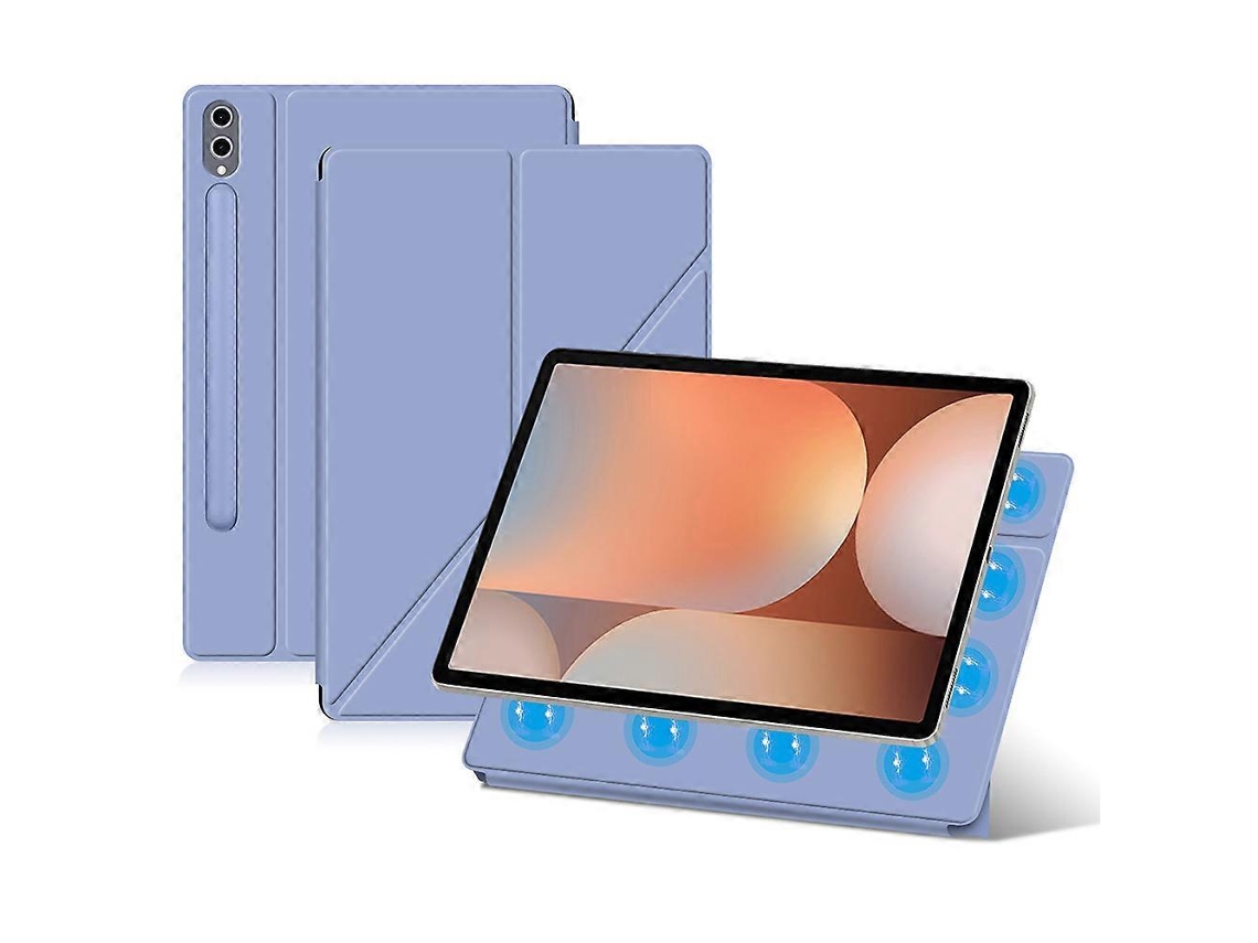 Capa magnética de couro sintético Hengrongshen para Samsung Galaxy Tab S10, com suporte de origami, roxa